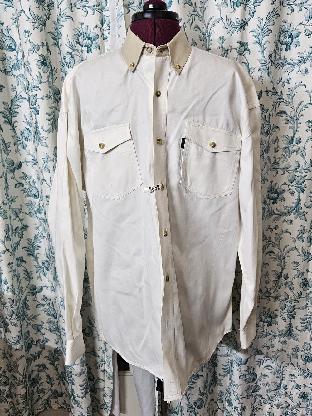 Roper Cream/Tan Long-Sleeve Button-Down Shirt